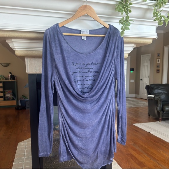 Soft Surroundings Tops - Soft Surrounding Long Sleeved Draped Burn out Cursive Writing Tunic Medium